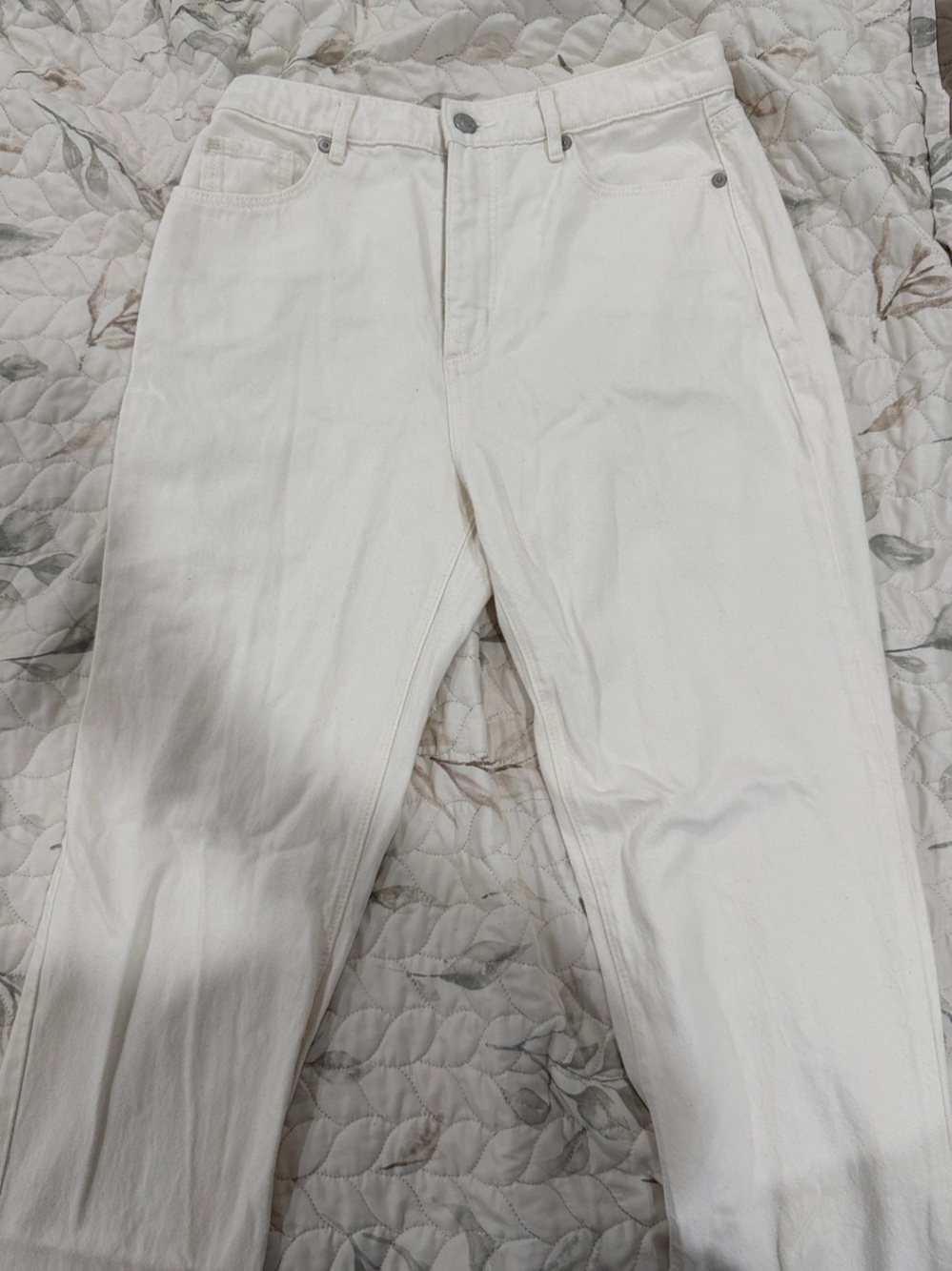 LOFT Cream Straight Jeans